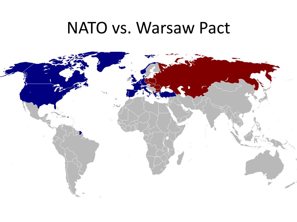 Map showing NATO and Warsaw Pact alliance blocs